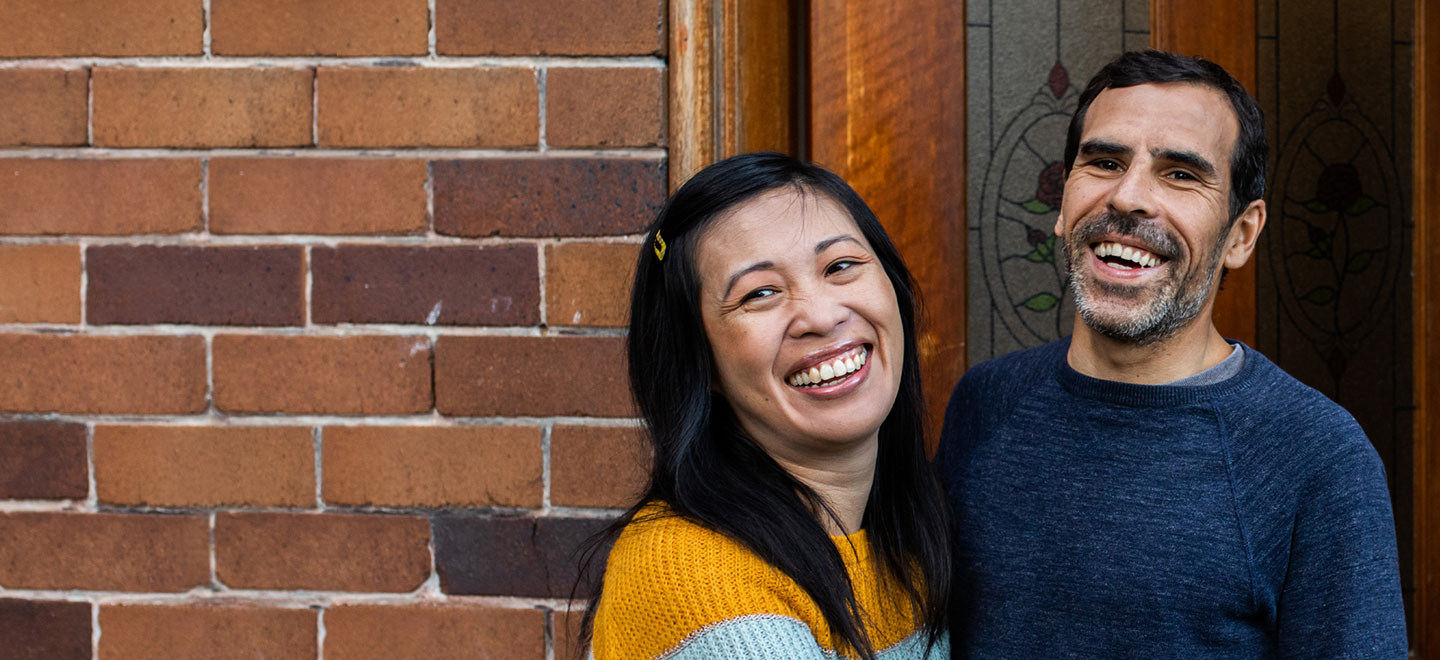 Couple smiling